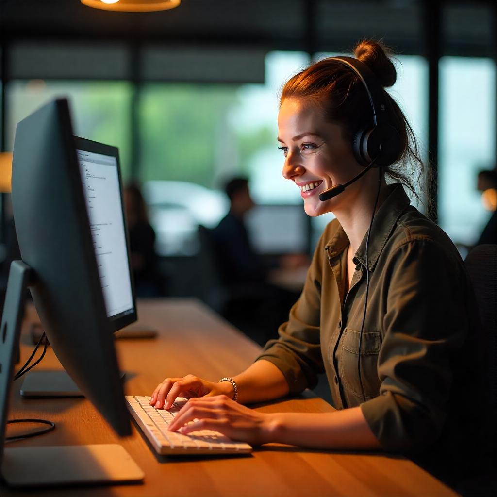 A friendly IT support professional helping a client in a modern Melbourne office.